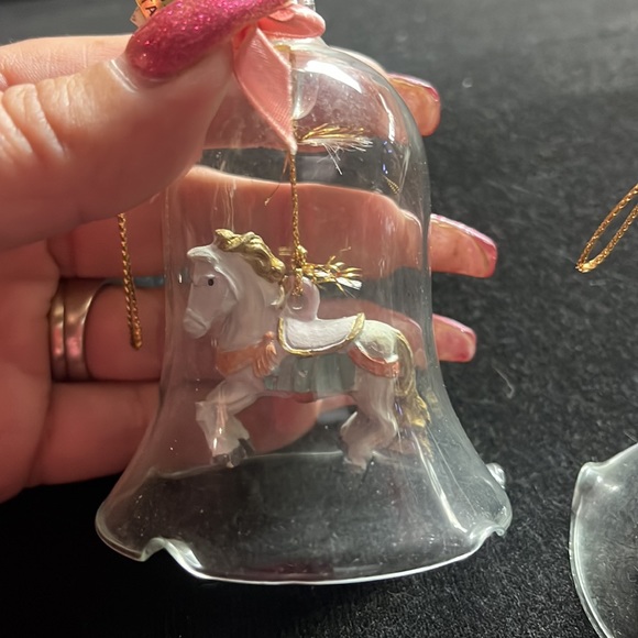 Glass Christmas horse bell ornament set of 3 - Picture 3 of 5